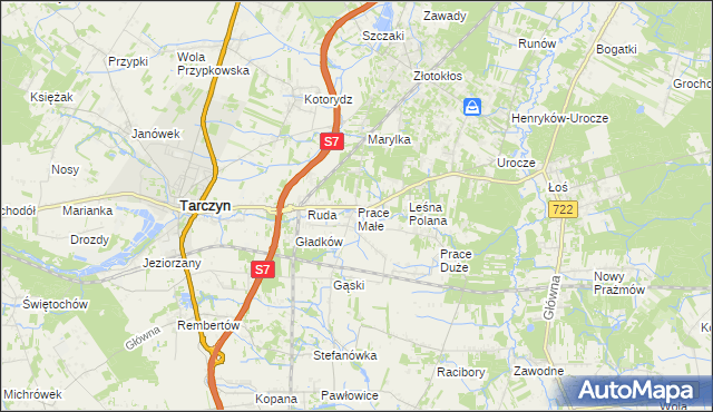 mapa Prace Małe, Prace Małe na mapie Targeo