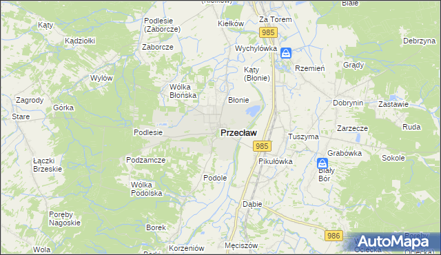 mapa Przecław powiat mielecki, Przecław powiat mielecki na mapie Targeo