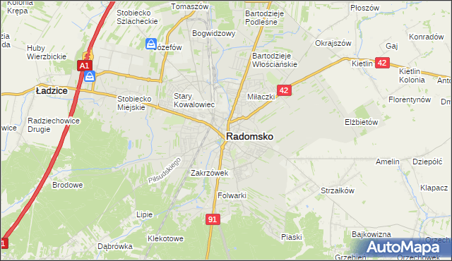 mapa Radomsko, Radomsko na mapie Targeo