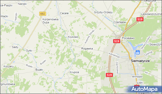 mapa Rogawka, Rogawka na mapie Targeo