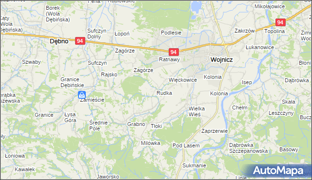 mapa Rudka gmina Wojnicz, Rudka gmina Wojnicz na mapie Targeo