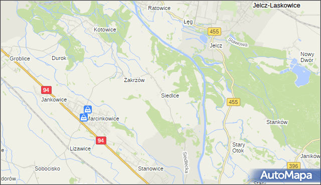 mapa Siedlce gmina Oława, Siedlce gmina Oława na mapie Targeo