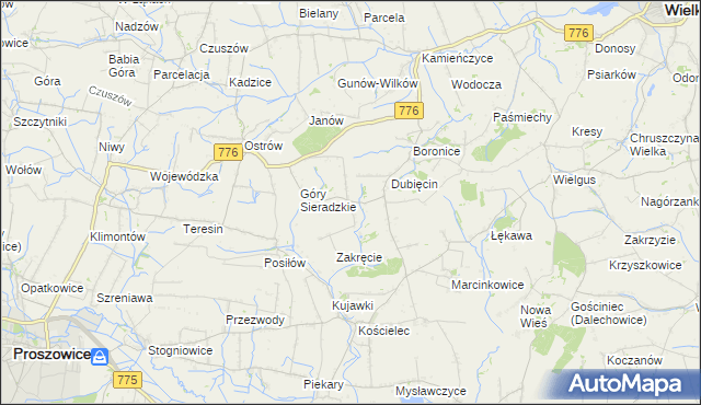mapa Sieradzice, Sieradzice na mapie Targeo