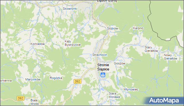 mapa Strachocin gmina Stronie Śląskie, Strachocin gmina Stronie Śląskie na mapie Targeo