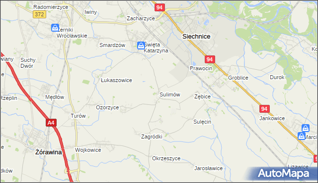 mapa Sulimów gmina Siechnice, Sulimów gmina Siechnice na mapie Targeo