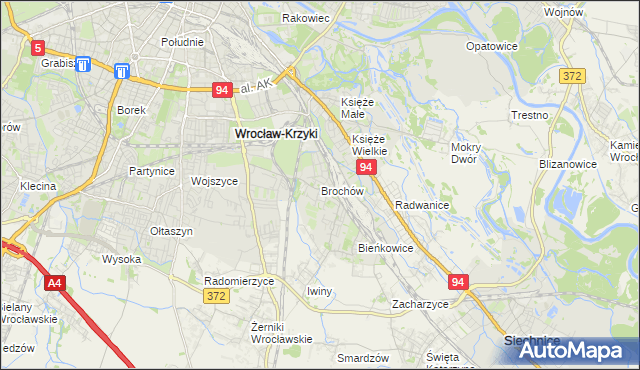 mapa Brochów gmina Wrocław, Brochów gmina Wrocław na mapie Targeo