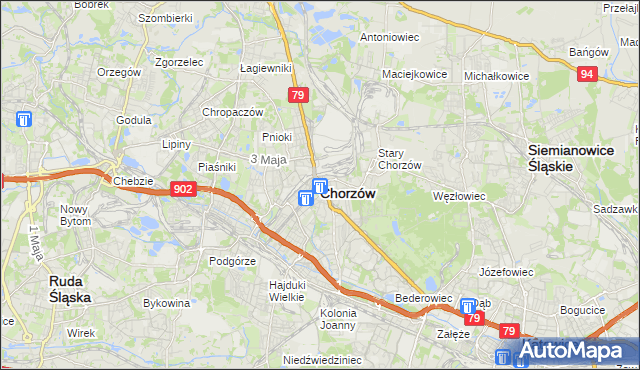 mapa Chorzów, Chorzów na mapie Targeo