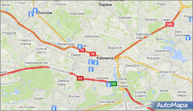 mapa Katowic, Katowice na mapie Targeo