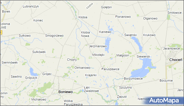 mapa Mikołajki gmina Boniewo, Mikołajki gmina Boniewo na mapie Targeo
