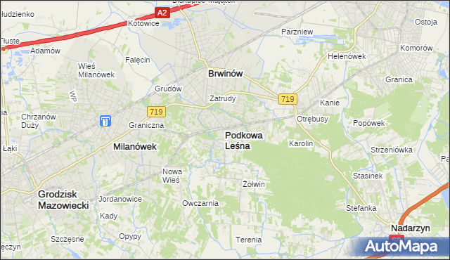 mapa Podkowa Leśna, Podkowa Leśna na mapie Targeo