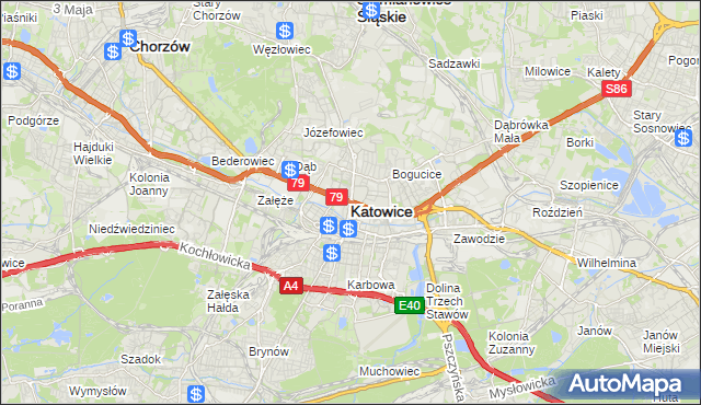 mapa Katowic, Katowice na mapie Targeo