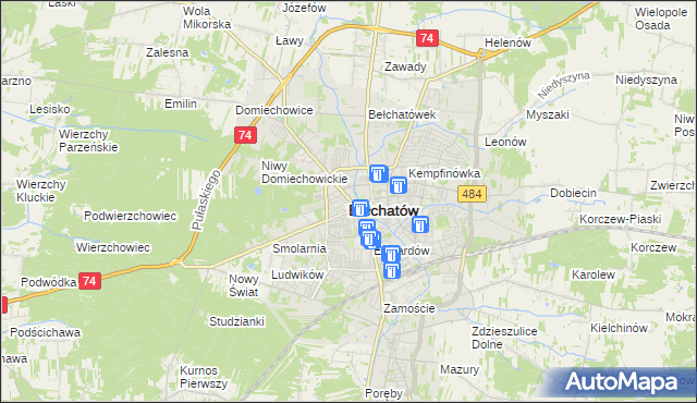 mapa Bełchatów, Bełchatów na mapie Targeo