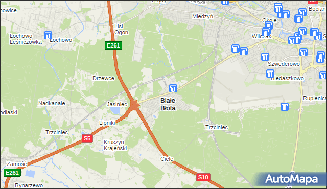 mapa Białe Błota powiat bydgoski, Białe Błota powiat bydgoski na mapie Targeo