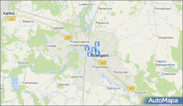 mapa Białogard, Białogard na mapie Targeo