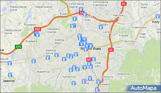 mapa Bielsko-Białej, Bielsko-Biała na mapie Targeo