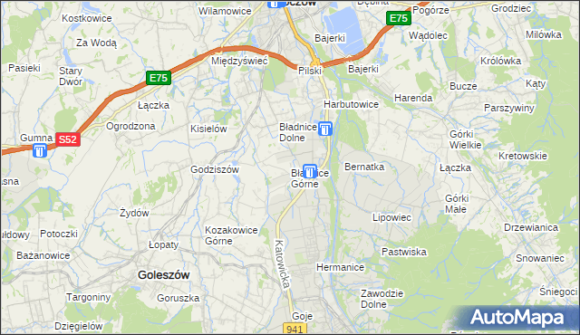 mapa Bładnice Górne, Bładnice Górne na mapie Targeo