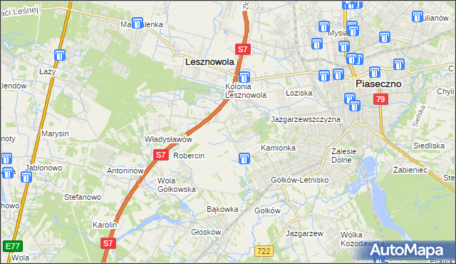 mapa Bobrowiec gmina Piaseczno, Bobrowiec gmina Piaseczno na mapie Targeo