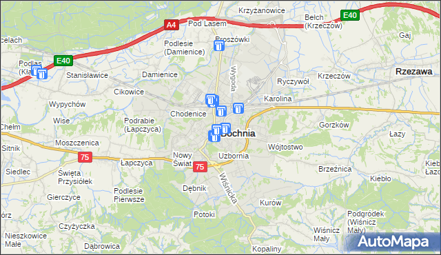 mapa Bochni, Bochnia na mapie Targeo