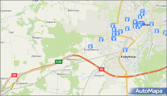 mapa Bolesławice gmina Kobylnica, Bolesławice gmina Kobylnica na mapie Targeo