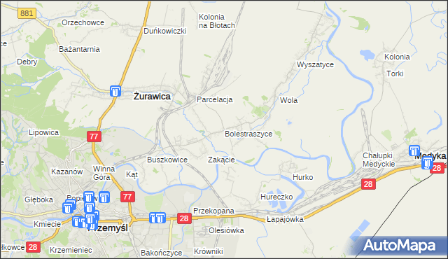 mapa Bolestraszyce, Bolestraszyce na mapie Targeo