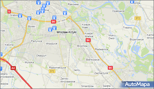 mapa Brochów gmina Wrocław, Brochów gmina Wrocław na mapie Targeo