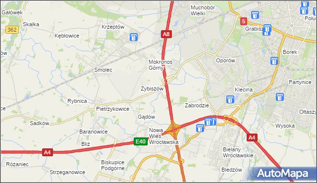 mapa Cesarzowice gmina Kąty Wrocławskie, Cesarzowice gmina Kąty Wrocławskie na mapie Targeo
