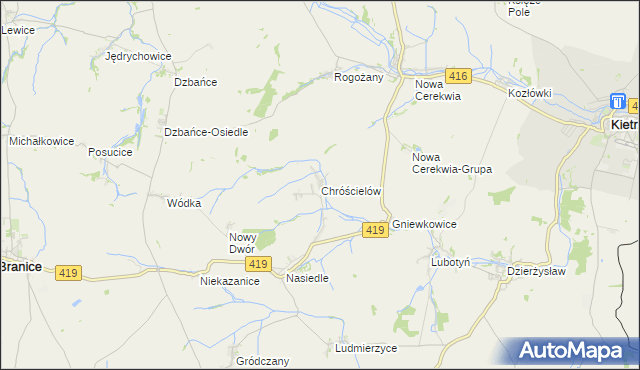 mapa Chróścielów, Chróścielów na mapie Targeo