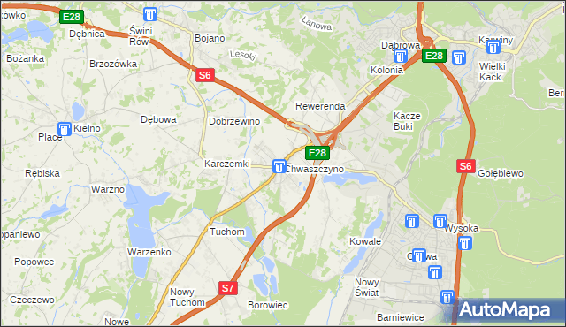 mapa Chwaszczyno, Chwaszczyno na mapie Targeo