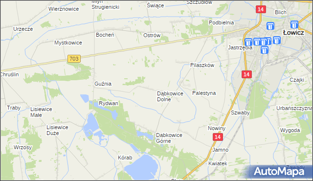 mapa Dąbkowice Dolne, Dąbkowice Dolne na mapie Targeo