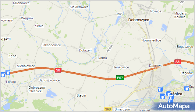 mapa Dobra gmina Dobroszyce, Dobra gmina Dobroszyce na mapie Targeo