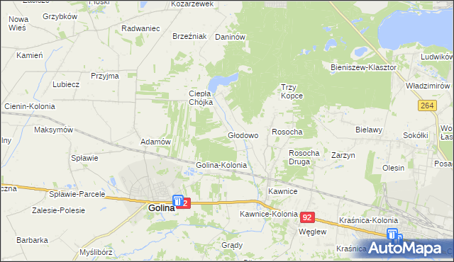 mapa Głodowo gmina Golina, Głodowo gmina Golina na mapie Targeo