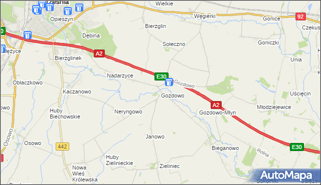 mapa Gozdowo gmina Września, Gozdowo gmina Września na mapie Targeo