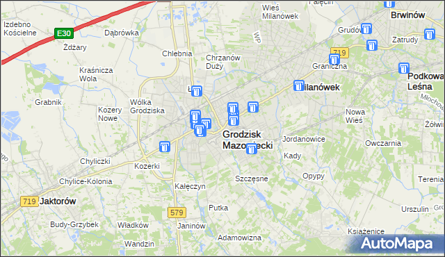 mapa Grodzisk Mazowiecki, Grodzisk Mazowiecki na mapie Targeo