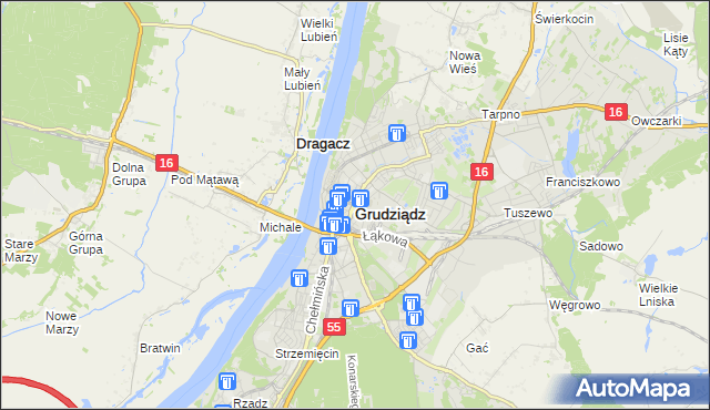 mapa Grudziądza, Grudziądz na mapie Targeo