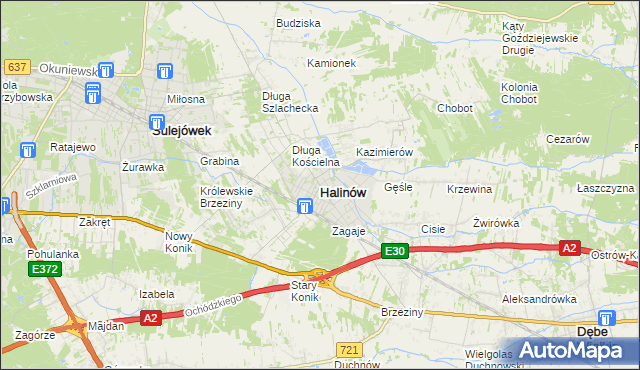 mapa Halinów powiat miński, Halinów powiat miński na mapie Targeo
