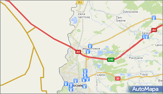 mapa Jędrzychowice gmina Zgorzelec, Jędrzychowice gmina Zgorzelec na mapie Targeo