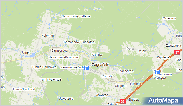 mapa Kaniów gmina Zagnańsk, Kaniów gmina Zagnańsk na mapie Targeo