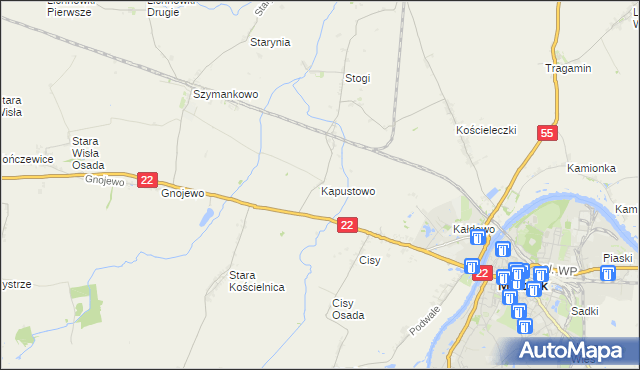 mapa Kapustowo gmina Malbork, Kapustowo gmina Malbork na mapie Targeo