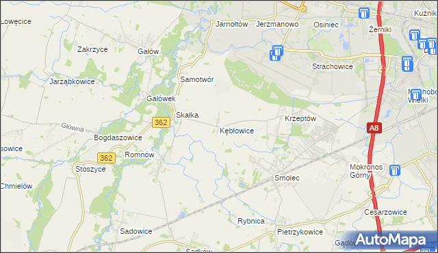 mapa Kębłowice gmina Kąty Wrocławskie, Kębłowice gmina Kąty Wrocławskie na mapie Targeo