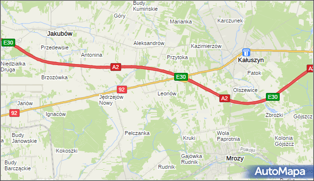 mapa Leonów gmina Kałuszyn, Leonów gmina Kałuszyn na mapie Targeo