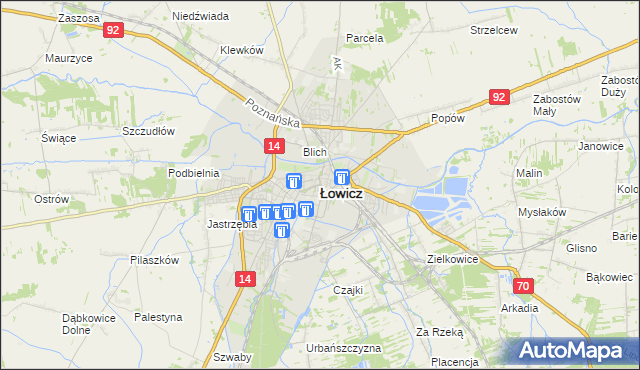 mapa Łowicza, Łowicz na mapie Targeo