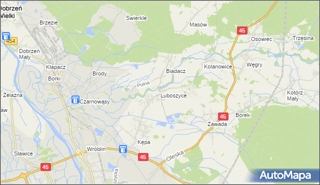 mapa Luboszyce gmina Łubniany, Luboszyce gmina Łubniany na mapie Targeo