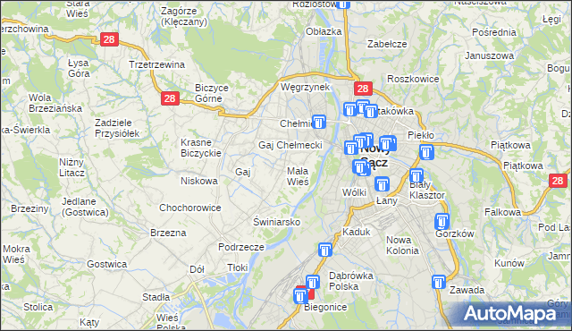 mapa Mała Wieś gmina Chełmiec, Mała Wieś gmina Chełmiec na mapie Targeo