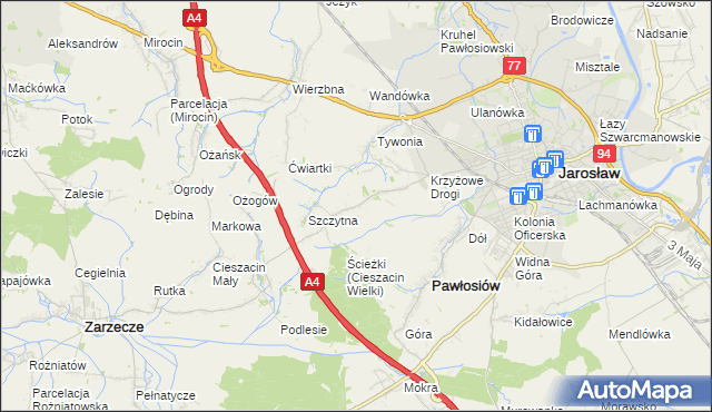 mapa Maleniska gmina Pawłosiów, Maleniska gmina Pawłosiów na mapie Targeo