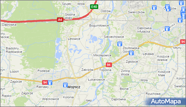 mapa Mikołajowice gmina Wierzchosławice, Mikołajowice gmina Wierzchosławice na mapie Targeo