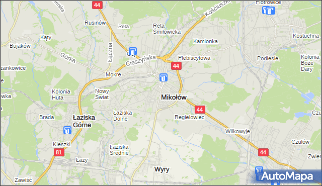 mapa Mikołów, Mikołów na mapie Targeo