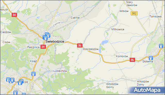 mapa Mokrzeszów, Mokrzeszów na mapie Targeo