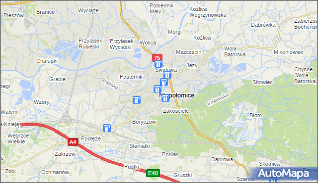 mapa Niepołomice, Niepołomice na mapie Targeo