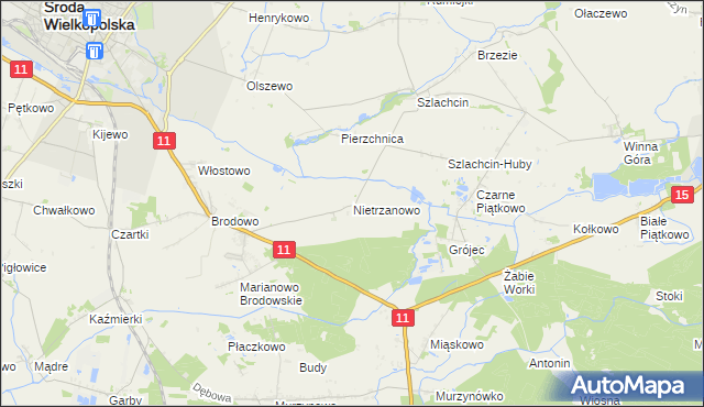 mapa Nietrzanowo, Nietrzanowo na mapie Targeo