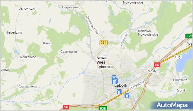 mapa Nowa Wieś Lęborska, Nowa Wieś Lęborska na mapie Targeo